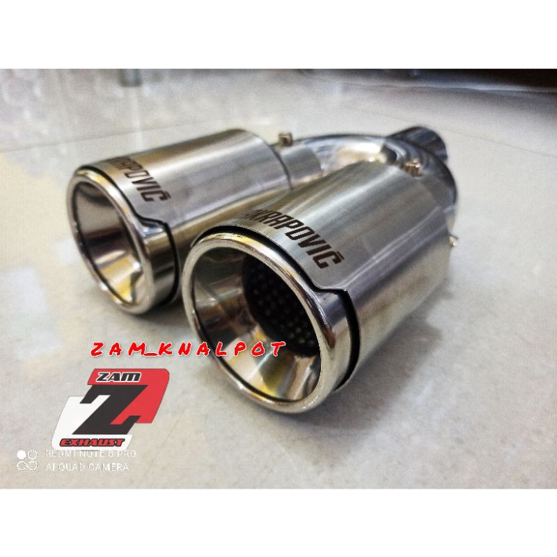 Knalpot Mobil Akrapovic Cabang Dobel Pipa Jazz Yariz Ayla Brio Agya Xenia Avanza Dll