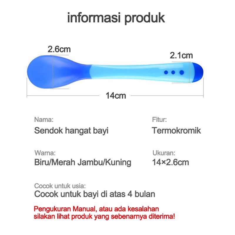 Sendok Makan Bayi Silikon / Sendok Mpasi Sensor Suhu BPA FREE