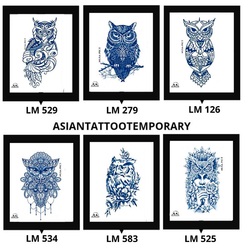 SEMI PERMANEN &quot;OWL - BURUNG HANTU - EAGLE - ELANG - GAGAK&quot; ORIGINAL ASIANTATTOOTEMPORARY