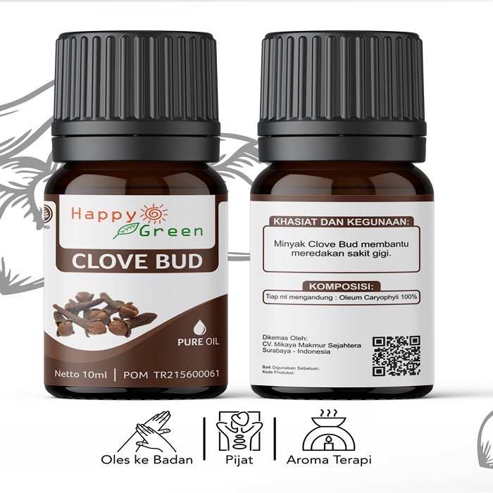 Happy Green Clove Bud Essential Oil (10 ml) - Minyak Bunga Cengkeh