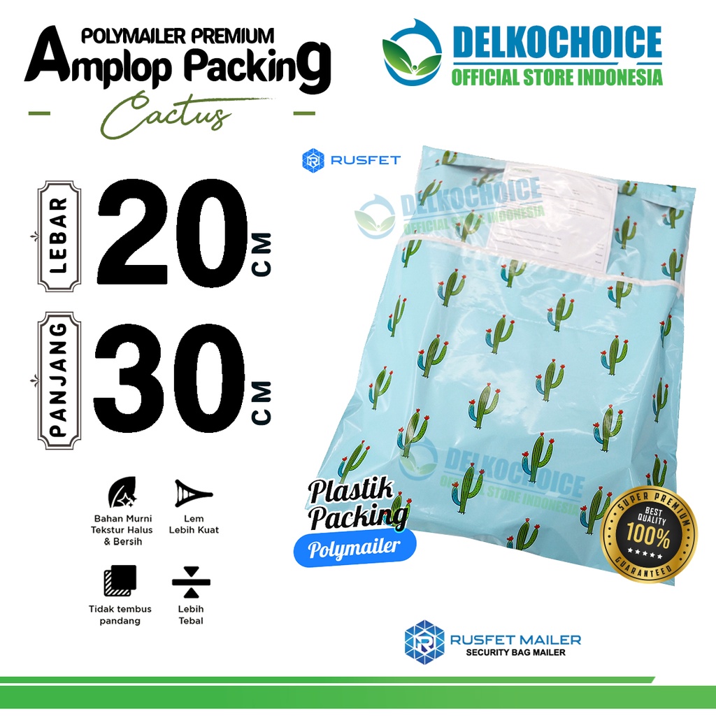 

Polymailer Motif TINY CACTUS 20x30cm Amplop Plastik Packing Olshop PREMIUM / SATUAN