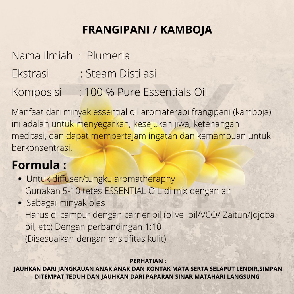 Pengharum ruangan minyak esensial Essential Oil burner / MinyakAtsiri / Aromaterapi Frangipani / Kamboja