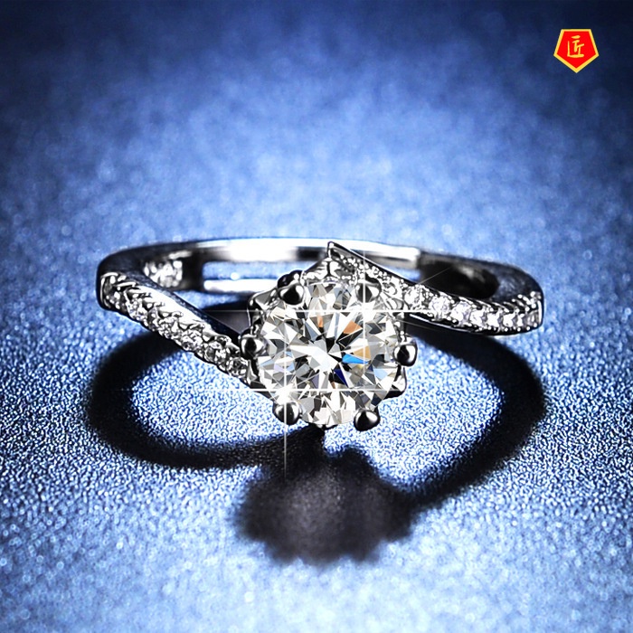 [Ready Stock]Women's Elegant Snowflake Diamond 1 Karat Moissanite Ring