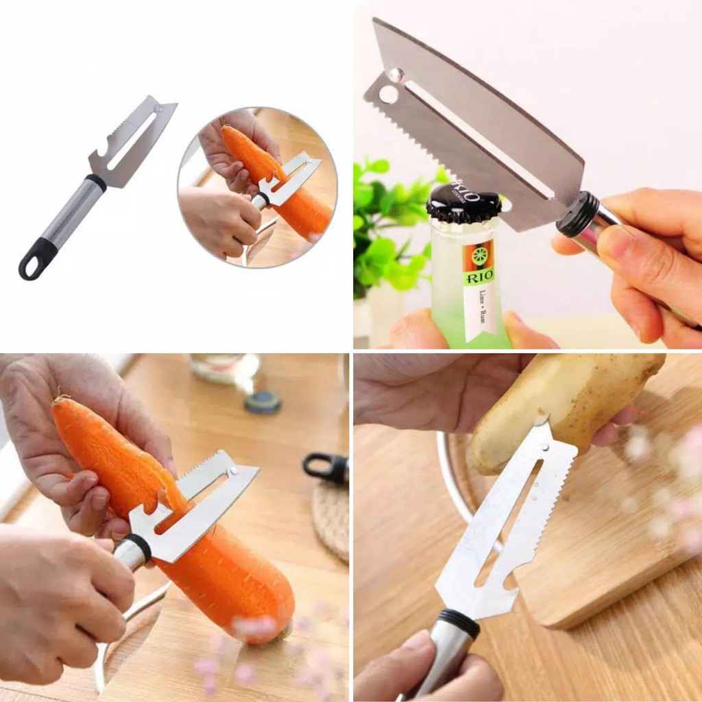 Peeler Stainless 2in1 - Pengupas Buah dan Sayuran -Pembuka Tutup Botol