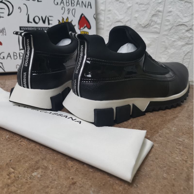 sepatu dolce gabbana sneaker pria D&amp;G mirror super premium hitam kulit asli leather shoes Black cowo