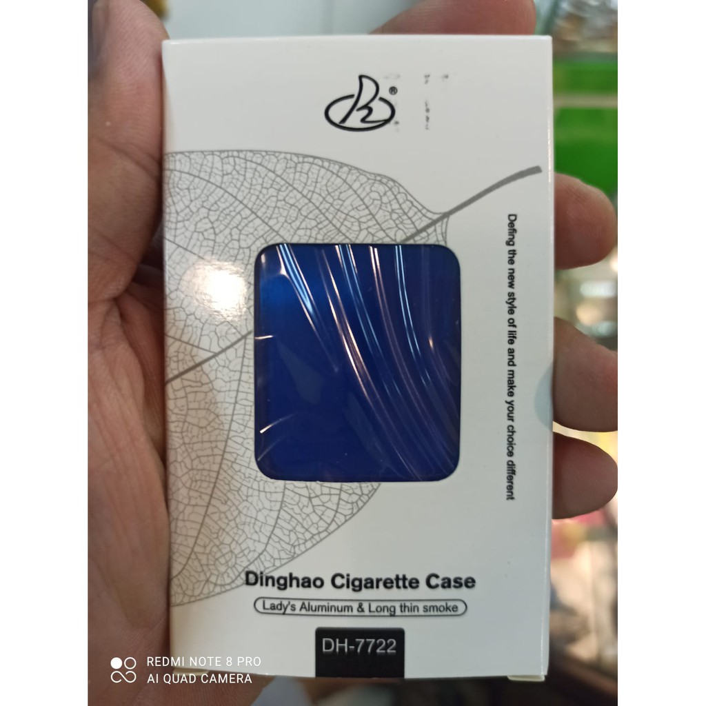 kotak box tempat simpan rokok slim besi metal polos cigarette case