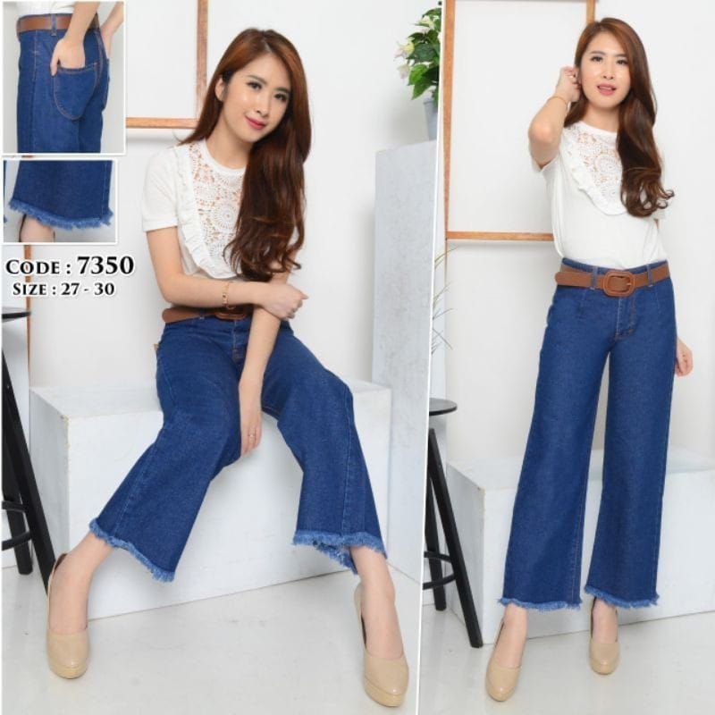 Jeans kulot high waist Celana kulot Blue - Ice blue