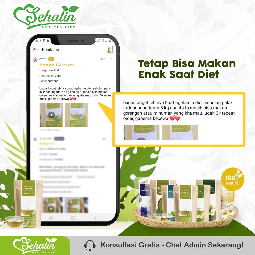 Sehatin Teh Daun Jati Cina Original Teh Senna Leaf Detox Usus Diet Pencernaan