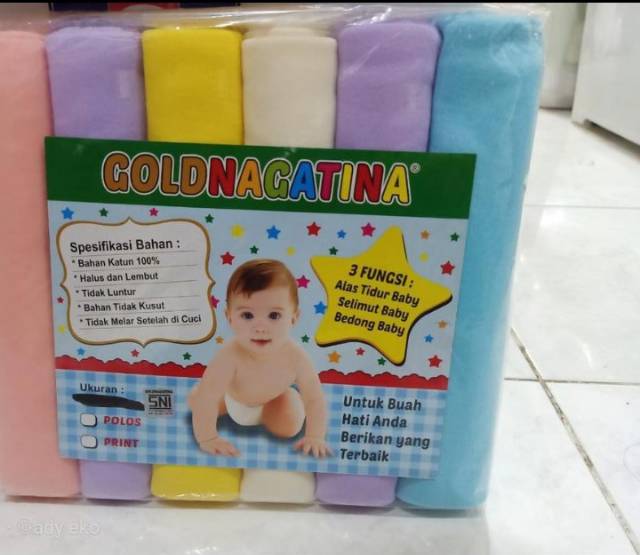 (6 pcs) bedong bayi polos  Felicia ,fejes,gold nagatina / selimut bedong bay/ kain pernel premium/ bedongan polos bayi i