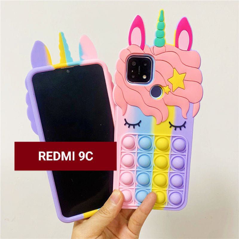 Xiaomi Redmi 9a Redmi 9c  Redmi 10c Redmi 10A redmi 12c Casing Softcase POP IT Rainbow UNICORN 3D