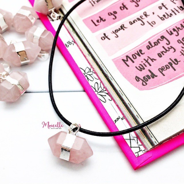 Mini Rose Quartz Healing Crystal / Necklace Kalung Accessories Gift