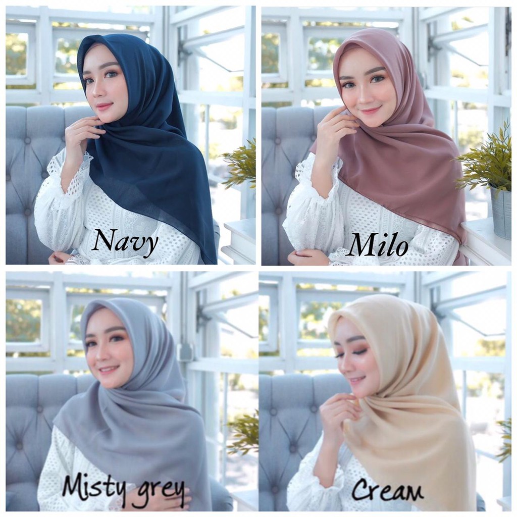 Bella Square Warna Part 2 Hijab Jilbab Segiempat Shopee Indonesia