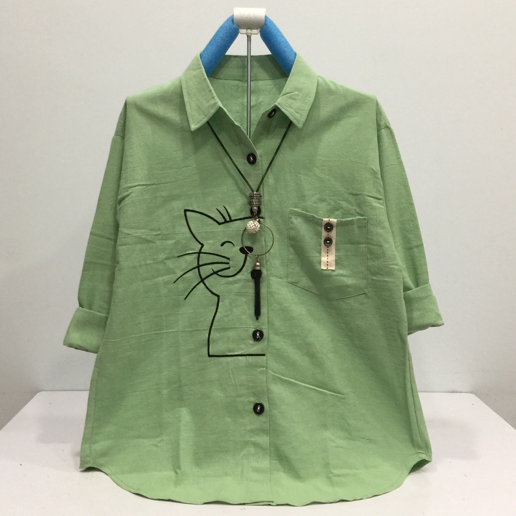 GOLDENBUZZERS B334 ATASAN KEMEJA WANITA KATUN LINEN IMPORT SIZE XL LD 106CM-1