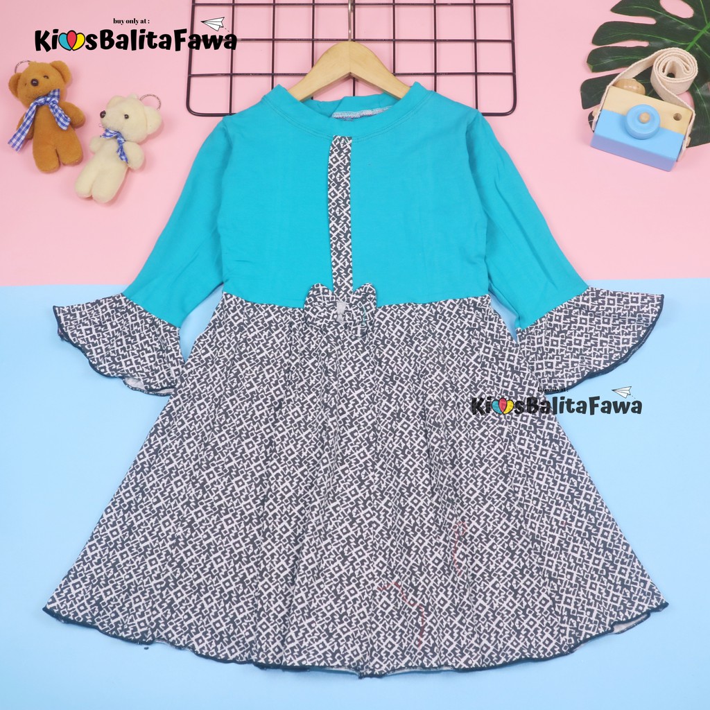 Dress Sissy 1-8 Tahun / Dress Anak Lengan Panjang 3/4 Baju Perempuan Dres Terompet Cutbray Blouse