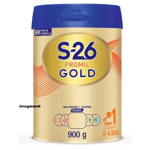 S-26 Promil Gold Tahap 1 Usia 0-6 Bulan/Tahap 2 Usia 6-12 Bulan 900gr/megapopok