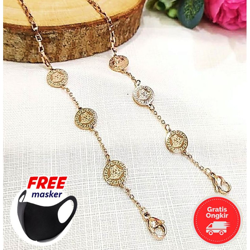 Strap Tali Rantai Kalung Pengait Konektor Gantungan Masker Titanium Rosegold