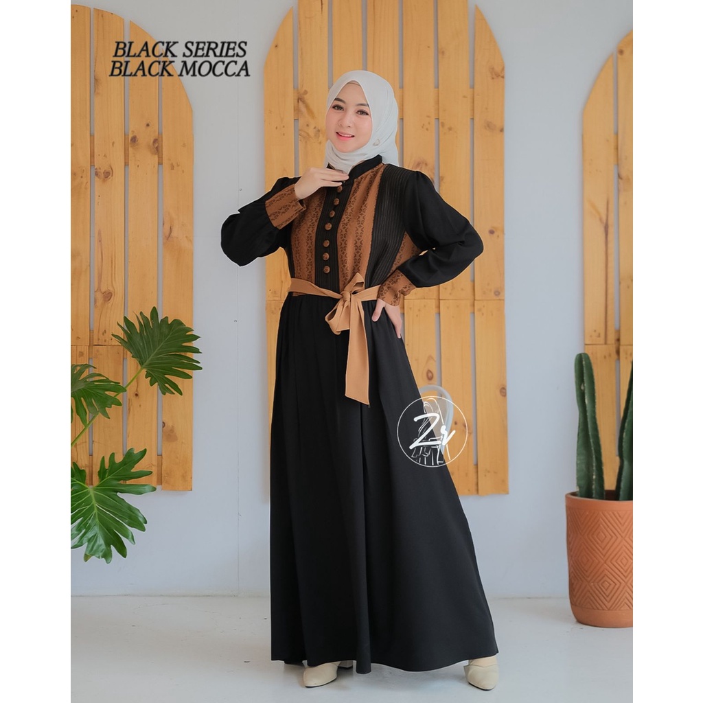 Black Series dan Yasmin dress by zr premium gamis polos basic harian selebgram busana muslim wanita ootd vintage DIY Korea style hangout persatuan komunitas