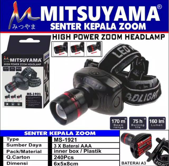 HeadLamp Senter kepala zoom out end zoom in MS-1921 - Head Lamp