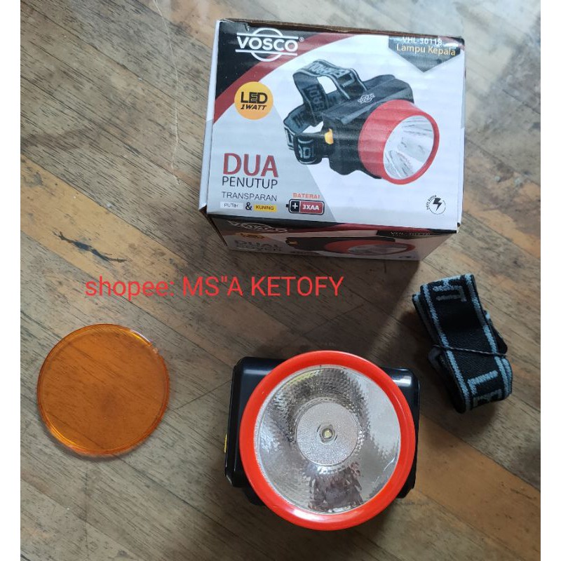 COD U/P.JAWA Senter kepala Vosco VHL30011B 1Watt(Baterai)Min Beli 2PC.