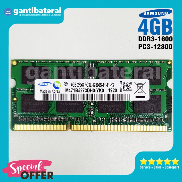 Ram laptop ddr3l 1600 4gb pc3l-12800