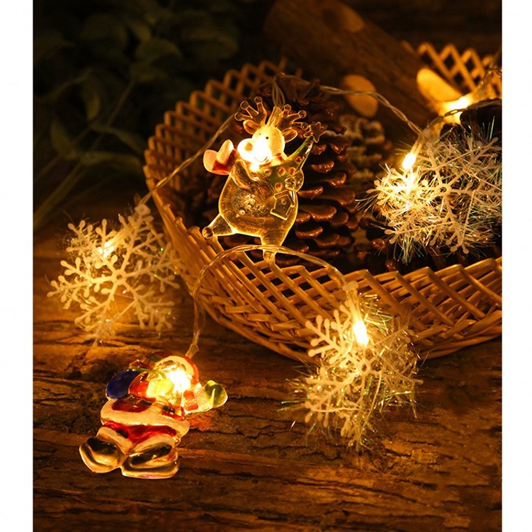 [LED Santa Claus Snowflake String Light] [Battery Powered Christmas Decoration Light for Home, Party]