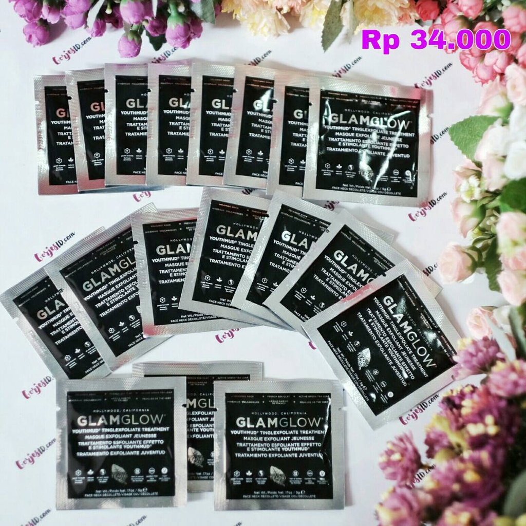 GLAMGLOW youthmud 5gr sachet sample hitam original Grosir Tinglexfoliate Black youth mud mask masker