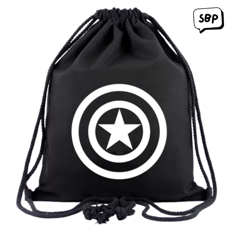 Tas Serut Marvel Captain America Terbaru Kekinian Pria Wanita Ransel Travel Fashion Korea