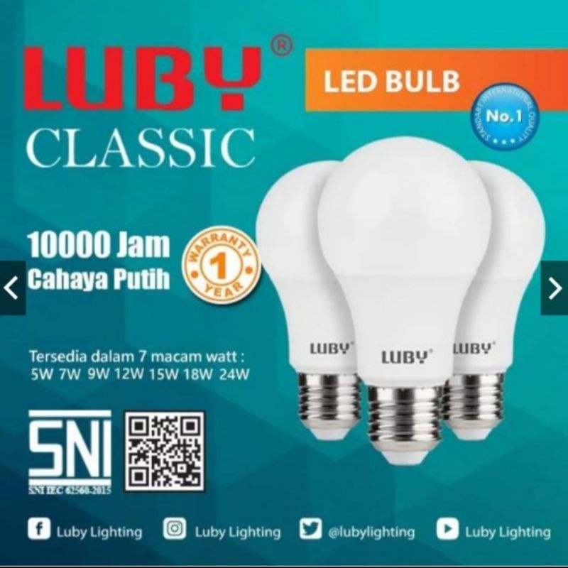 Lampu LED Classic LUBY Cahaya Putih SAMSUNG LED INSIDE 5W~24W