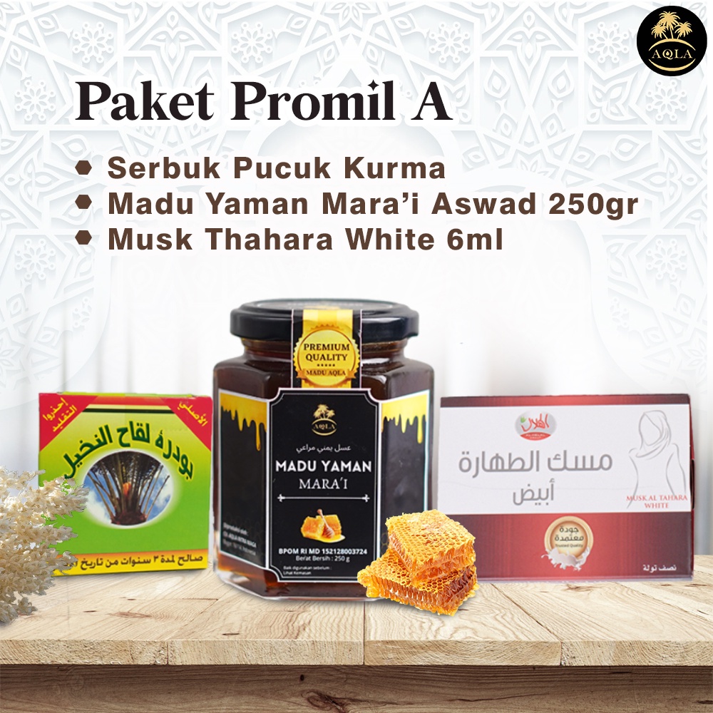 Paket Promil Serbuk Kurma Pollen - Madu Yaman Mara'i Aswad Premium - Musk Thahara White Original