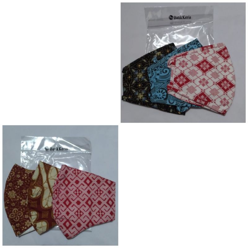 MASKER BATIK KERIS - Hijab & Earloop - 1 pack = 3 pcs