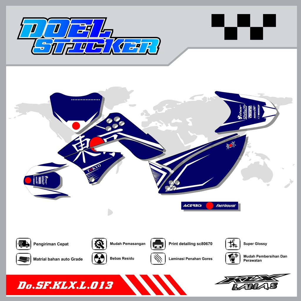 Sticker Striping Honda KLX L , S Lama List Variasi Hologram , Crome Doel 013