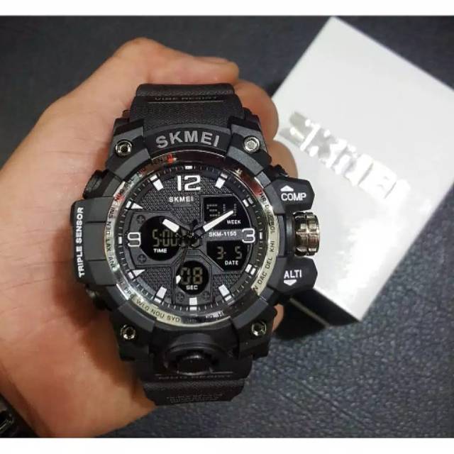 JAM TANGAN SKMEI GWN JAM TANGAN PRIA ANTI AIR TALI RUBBER BONUS BOX