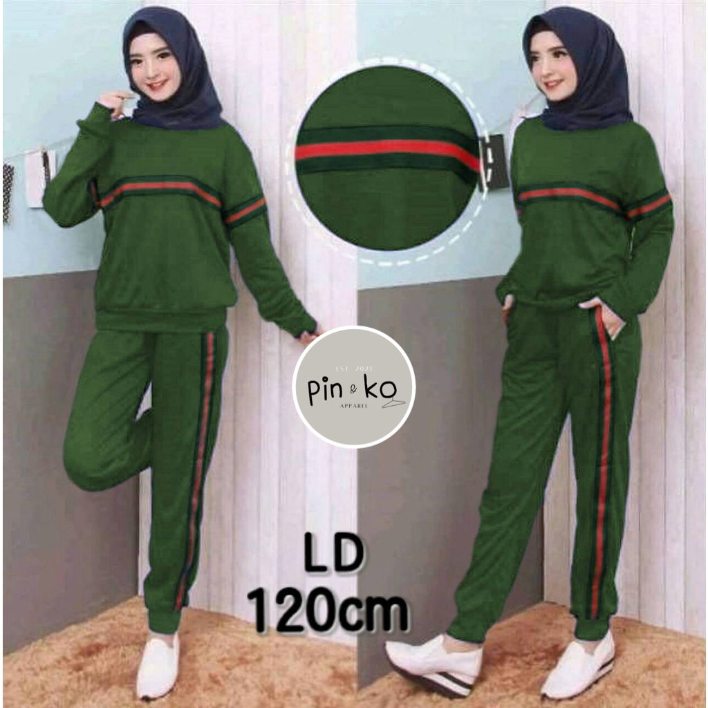 PIK - Setelan Training GARIS Jumbo XL(6701),3X(7501), 4XL(8111) / Best Seller/Olahraga Wanita Jumbo