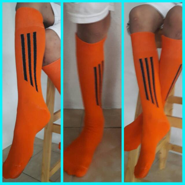 Kaos Kaki Futsal Anak Laki - Laki Orange Strip Hitam