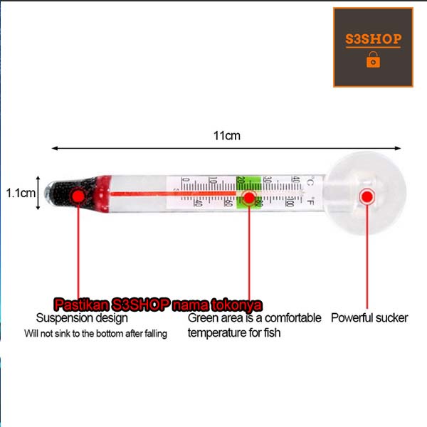 Termometer Pengukur Suhu Air Tempel Kaca Aquarium ikan aquascape