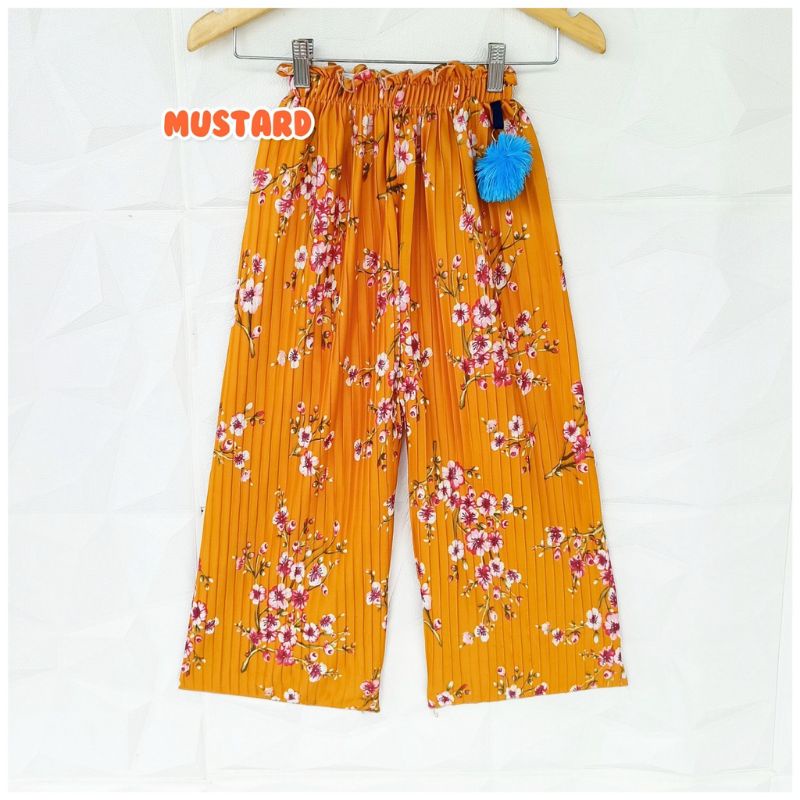 Ay-Celana kulot plisket anak motif bunga 8-12th