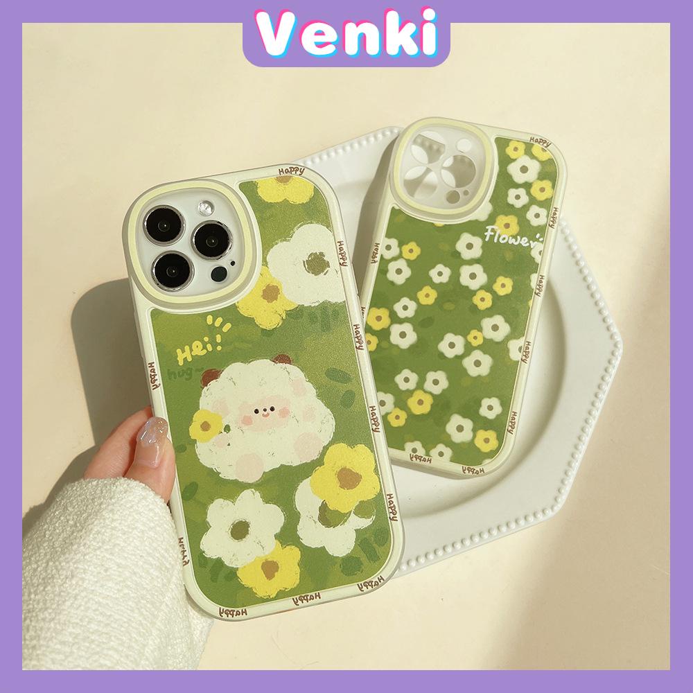 iPhone Case Silicone Soft Case Clear Case Thickened Airbag Shockproof Camera Full Coverage ProtectionGreen Flower Lamb For iPhone 13 Pro Max iPhone 12 Pro Max iPhone 11 iPhone7Plus