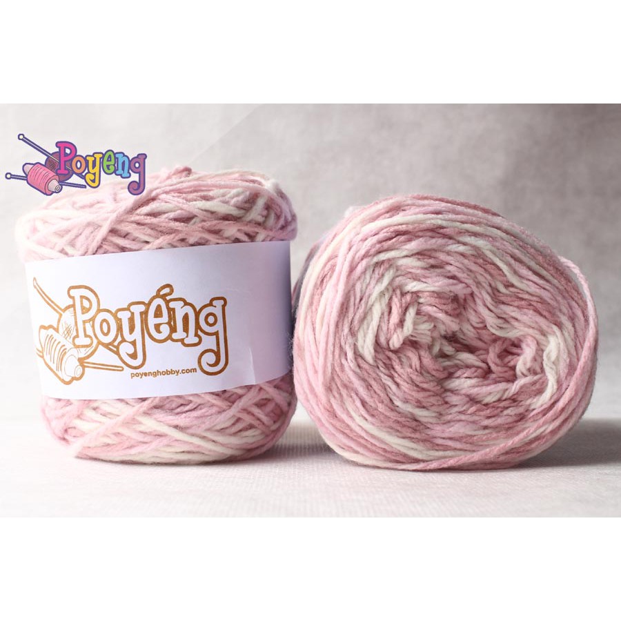 Soft Akrilik Poyeng SA PK5  Gradasi Pink Muda-Putih | Benang Rajut | Poyeng