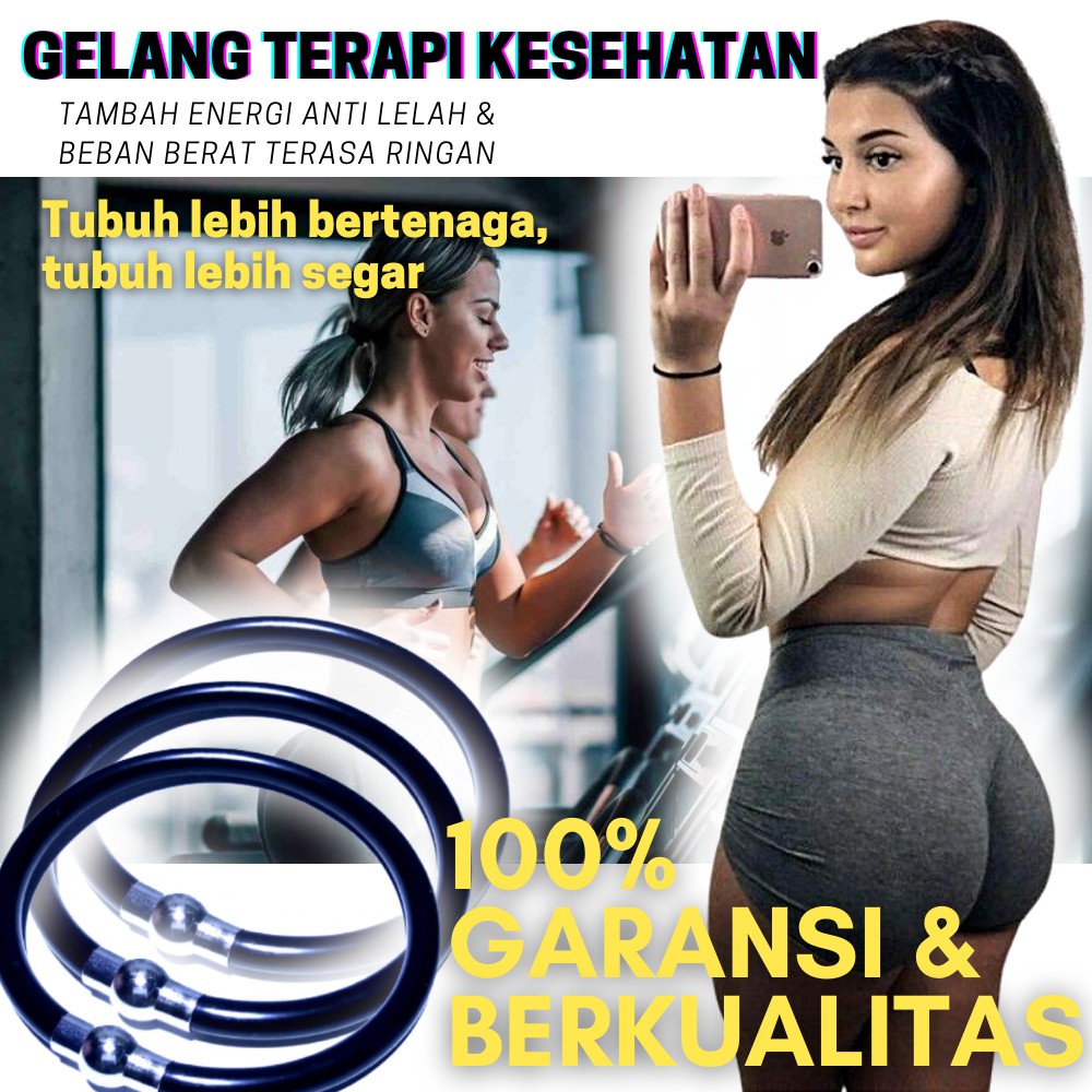 Gelang Karet Pria Keren Gelang Tangan Wanita Terapi Kesehatan Beads Bracelet Tumpuk Cowok Vintage