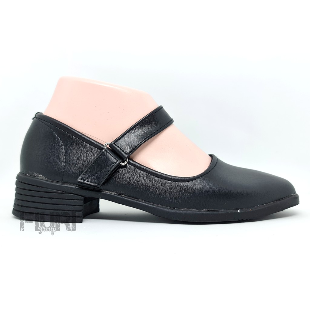 FIURI - SEPATU PANTOFEL SLIP ON HAK 3CM WANITA HITAM 36-43 BERTALI - SEPATU SEKOLAH WARNA HITAM PUTIH UPACARA PASKIBRA