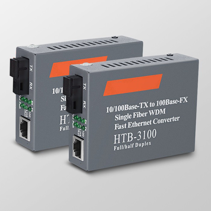 HTB3100 A+B Fiber Optic Optical Media Converter HTB-3100 Netlink 10/100Mbps RJ45 Single Mode 25KM-1