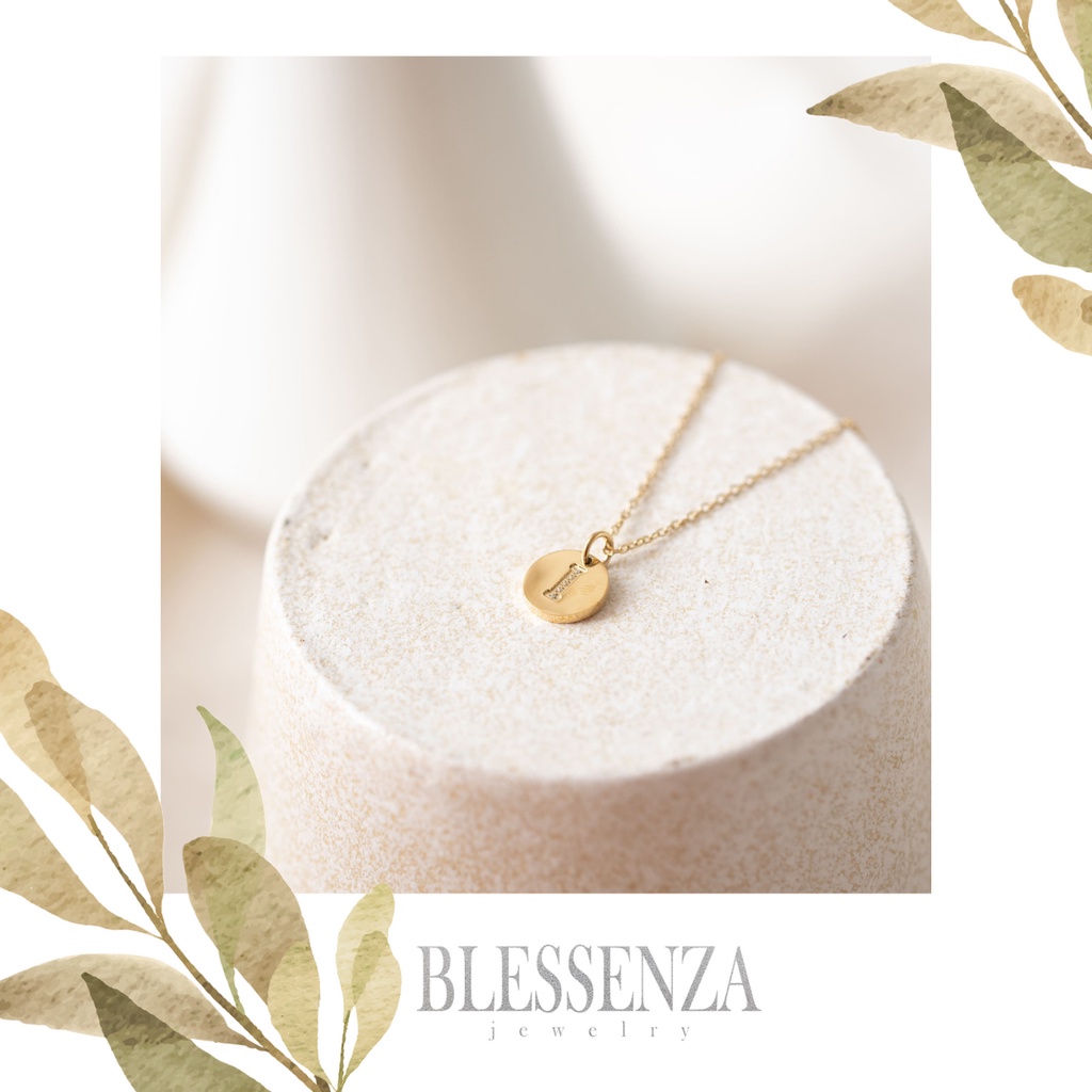 Percy Disc Necklace - KALUNG EMAS LIONTIN INISIAL HURUF ABJAD A-Z INITIAL NAMA FASHION JEWELRY AKSES