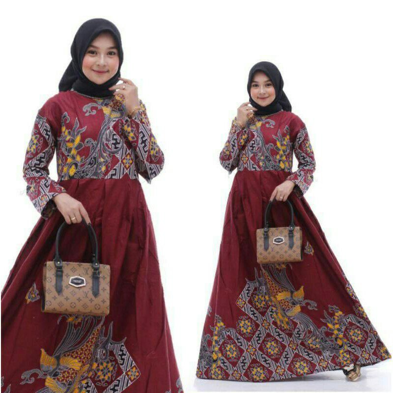 Baju couple keluarga terbaru//Batik Couple Keluarga Modern Sania Ruffle Ori Ndoro Jowi Dnt//baju atasan wanita seragam terlaris motif kenari merah-Gamis dewasa
