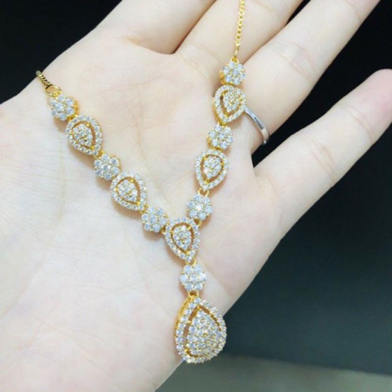 Kalung Tura berlian replika / replika berlian eropa/lapis emas 18k