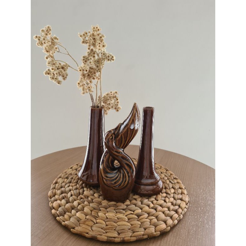 Keramik/Vas Sett Angsa Brown (Dapat 3 Vas)