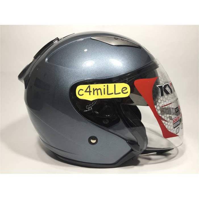 Unique Helm KYT Galaxy Double Visor Grey   Abu abu mudah
