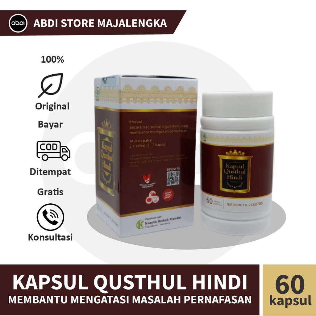 Kapsul Qusthul Hindi Qust Al Hindi 60kps BPOM Obat Herbal Pernafasan