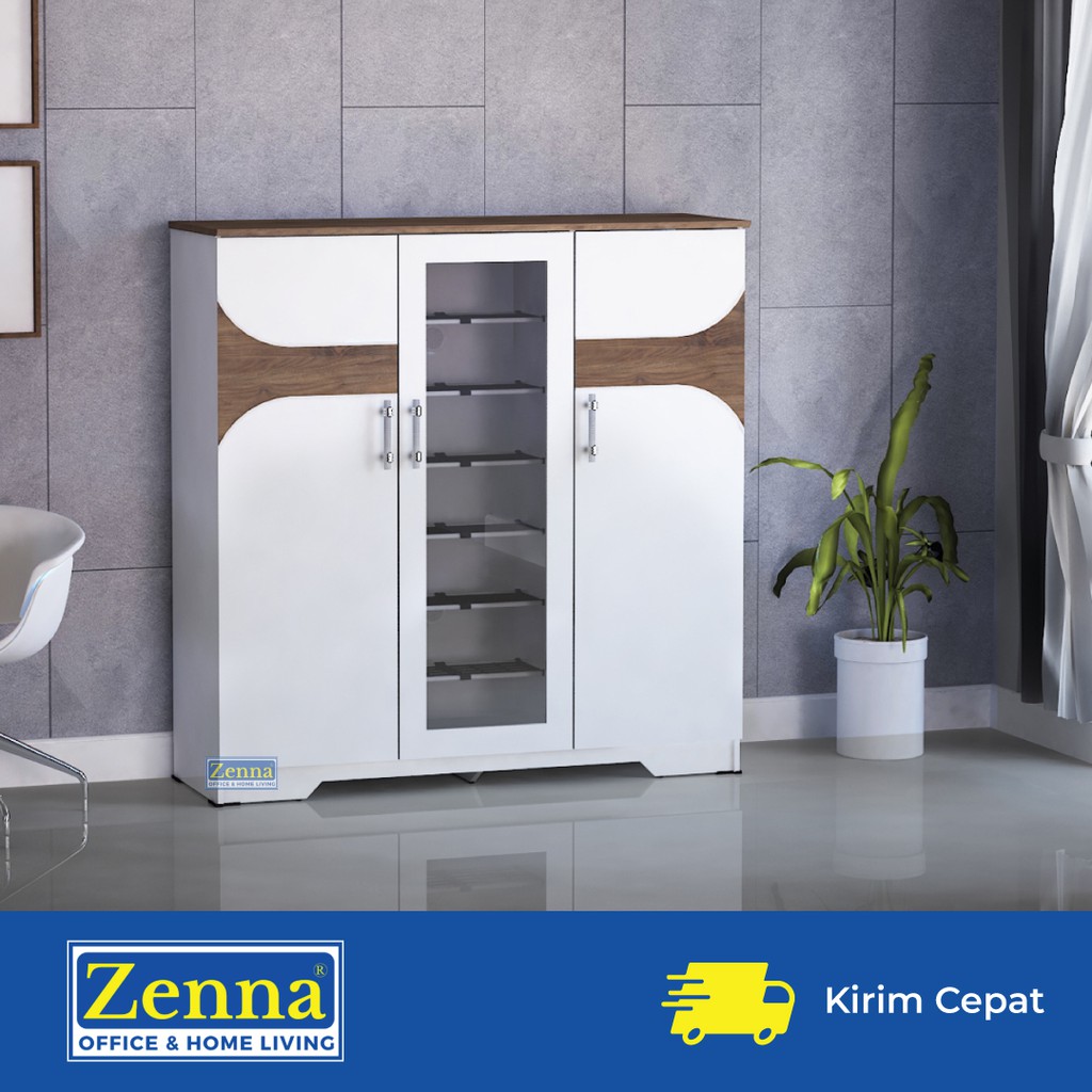 Zenna rak sepatu CYGNUS / lemari sepatu besar / lemari sepatu kaca