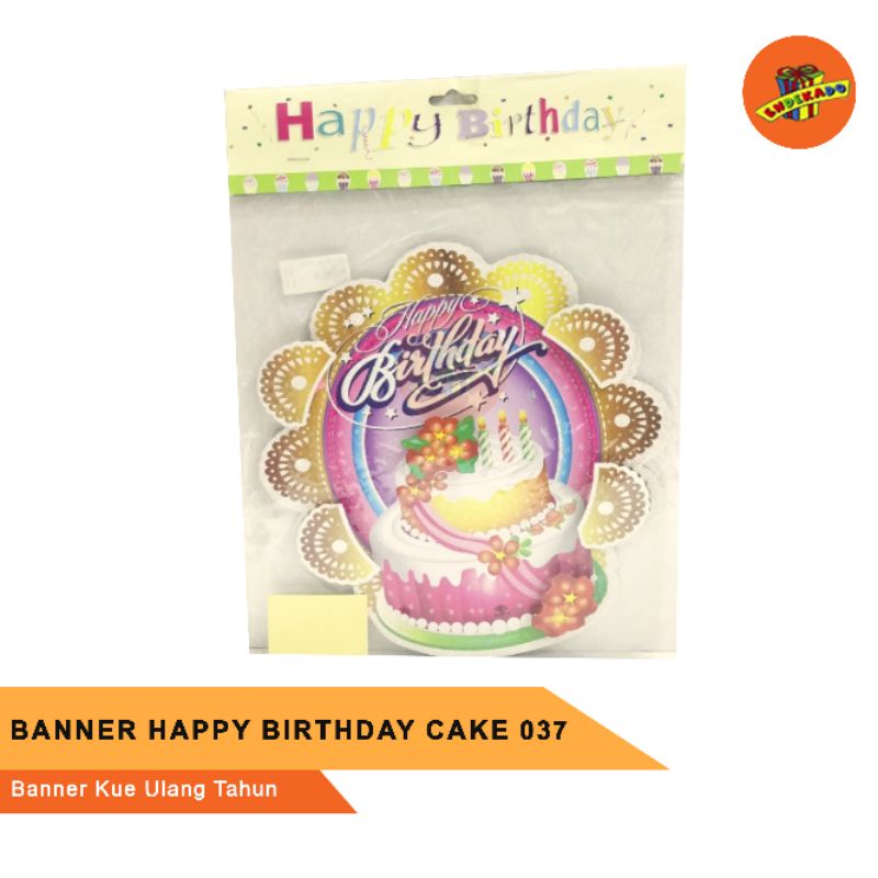 BANNER HAPPY BIRTHDAY CAKE 037 - Banner Kue Ulang Tahun