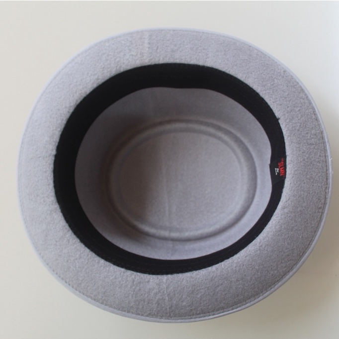 Topi Fedora Porkpie Pria dan Wanita Dewasa All Size Original Warna Abu Muda Fedora Hat Light Grey